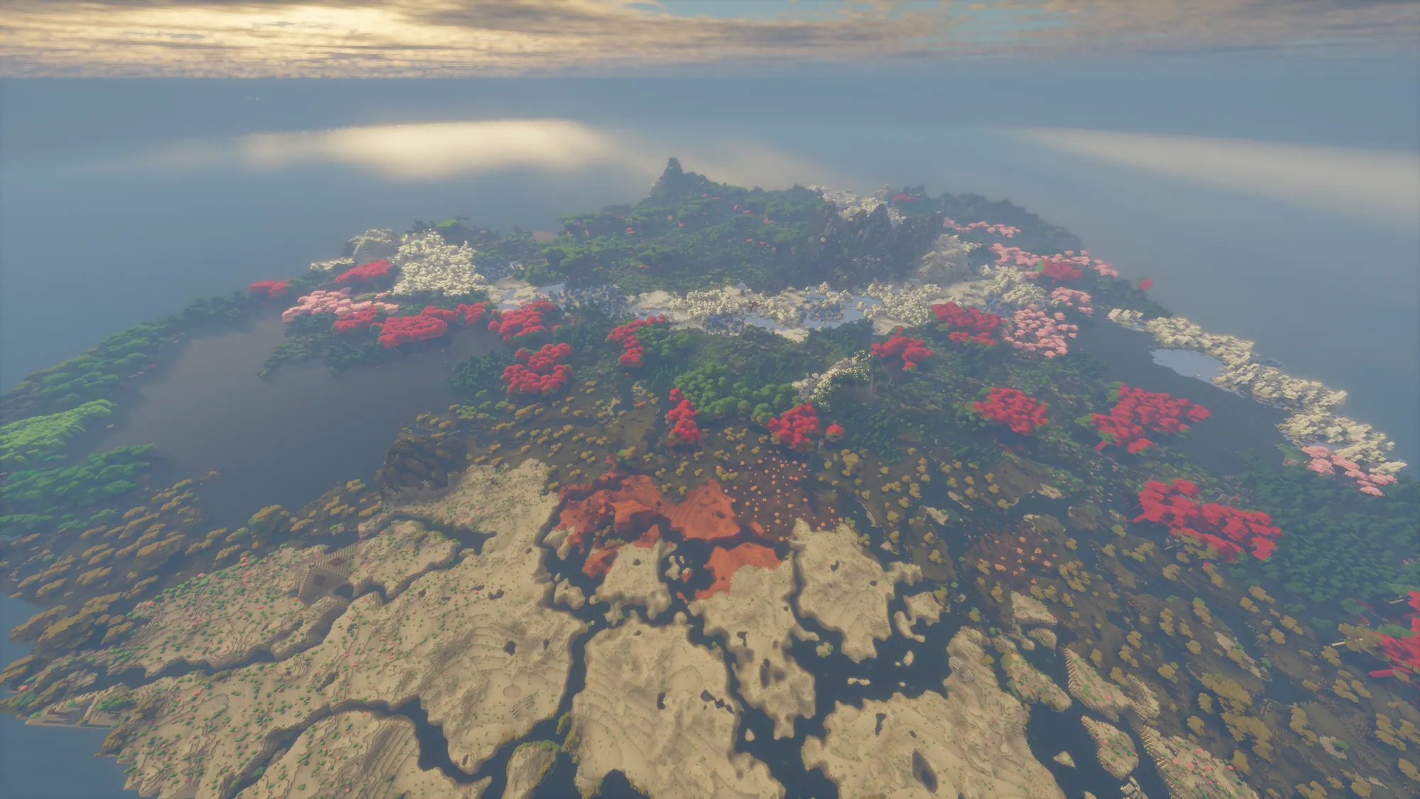 Bird's-eye view of Aerlon island in misty ocean — Craft Attack