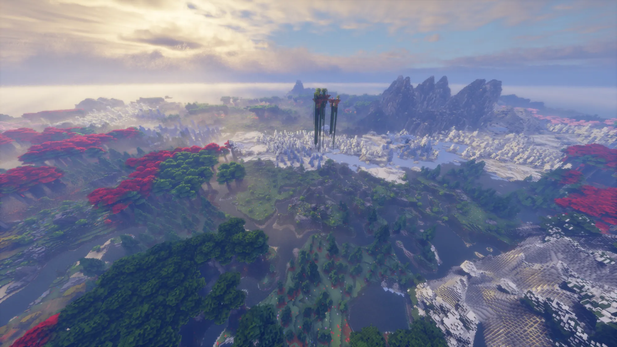 Aerial view of Aerlon with floating towers — Craft Attack